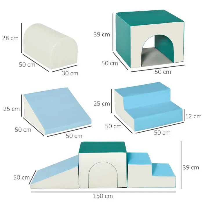 4PCS Module motricité bébé HOMCOM parcours motricité bébé en mousse EPE pour enfants d'âge préscolaire, multicolore-3