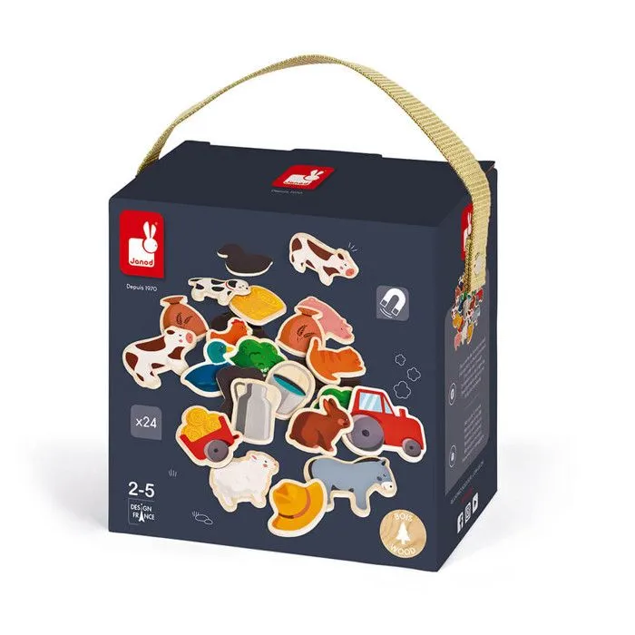 Magnets en bois - JANOD - Ferme - 24 pièces-4