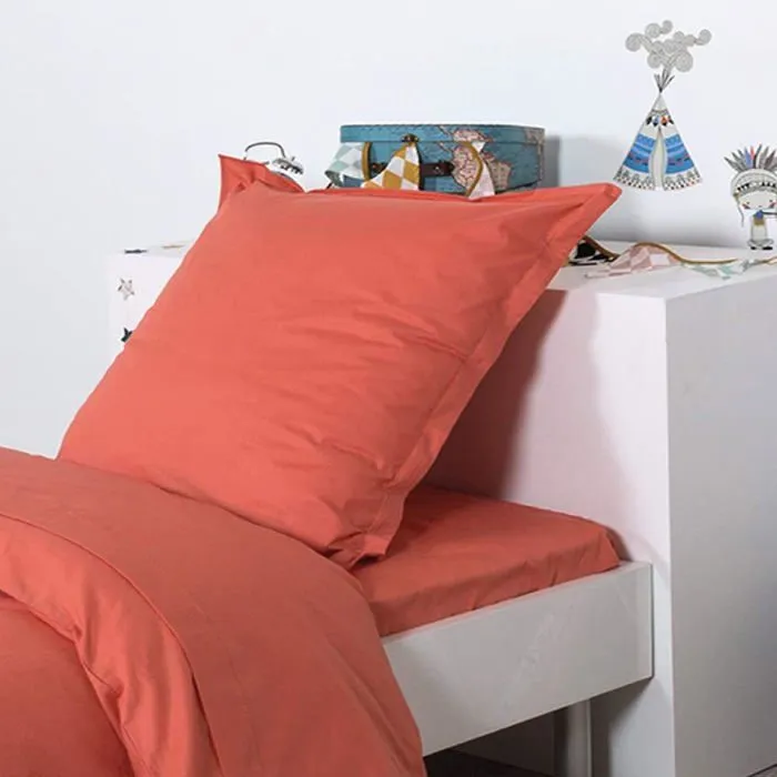 Housse De Couette Unie Coton 140X200 Cm Corail-1