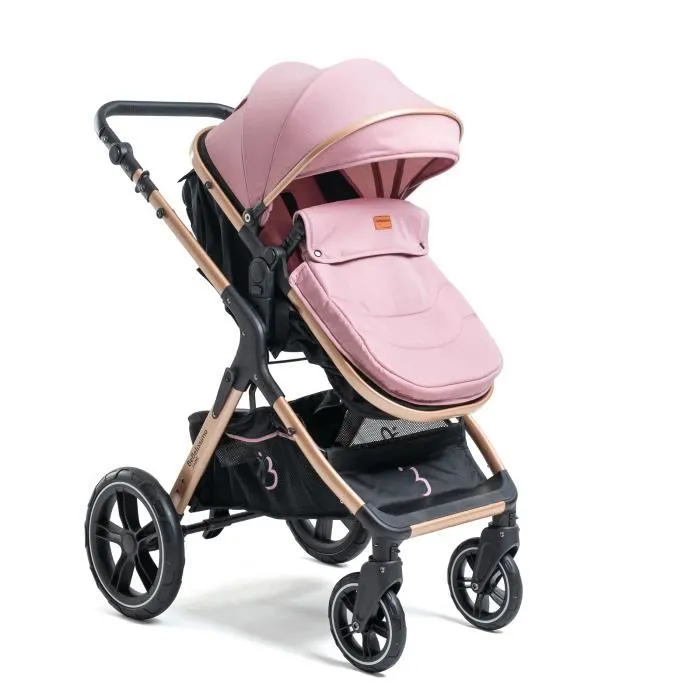Bebeboutik BEBELISSIMO Poussette combinee trio 3 en 1 siege auto 0m nacelle des la naissance jusqu a 22kg Premium rose