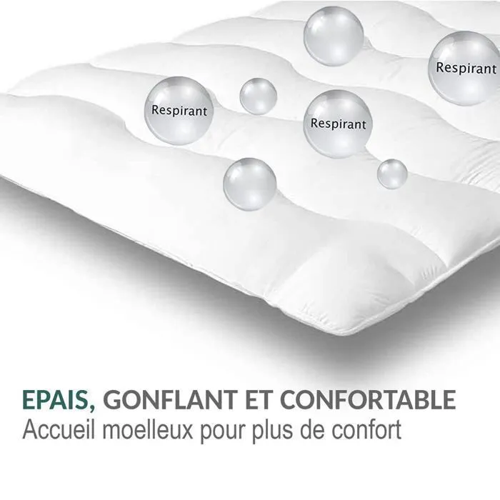 Surmatelas 140 x 190 cm Nuage - Protège matelas - Confort Moelleux - Anti-acarien-4
