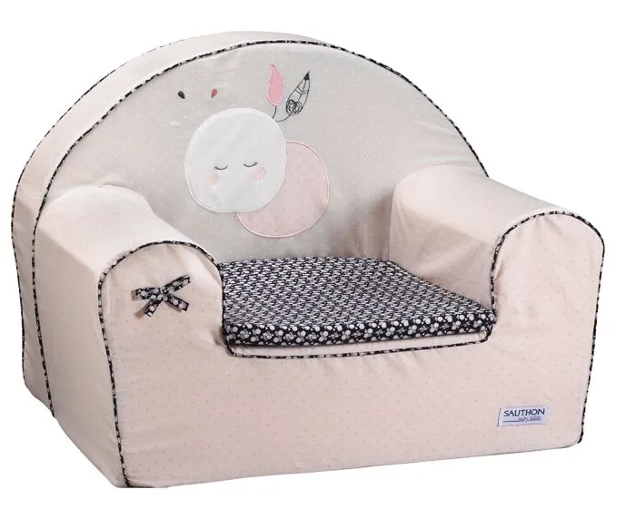 Fauteuil Club bébé - Sauthon - Miss Fleur de Lune - Rose poudré - Déhoussable et lavable - 41x42x50-0