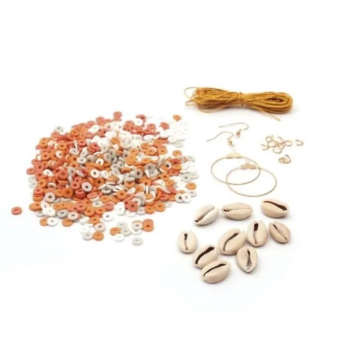 Kit de bijoux - Graine Creative - 816035 - 10g perles heishi - 10 coquillages - 5m fil polyester-1