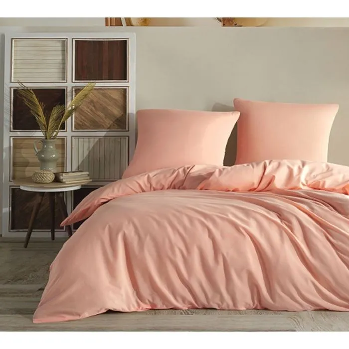 Parure de lit - UNI - Corail - 140x200 - 1 housse de couette - 1 taie d'oreiller-3