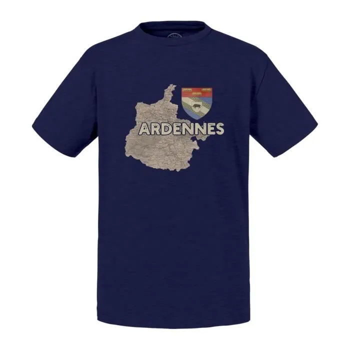 T-shirt Enfant Bleu Ardennes 08 Département Carte Ancienne Grand Est-0