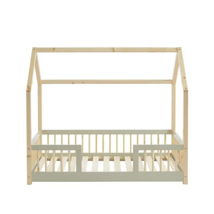 Lit cabane avec barrières Explorateur Ivoire 70x140 - Laïba Kids-2