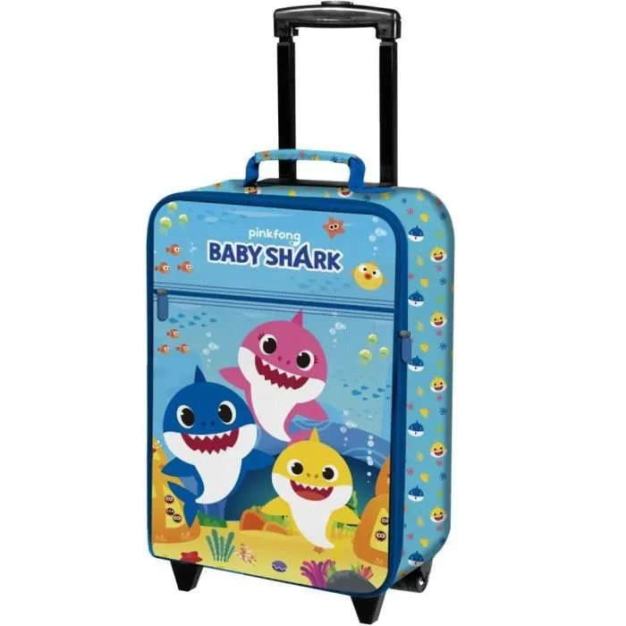 Valise Trolley Cabine - BABY SHARK - Souple - Bleu - 20L - 33,5x53x18cm-0