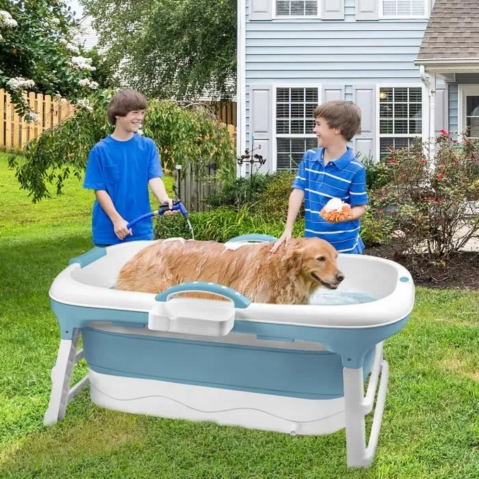 UISEBRT 118x60x53cm Baignoires Pliantes pour Adultes avec Couvercle et Mains Courantes Baignoire Pliante Portable pour Salle de Bain-2