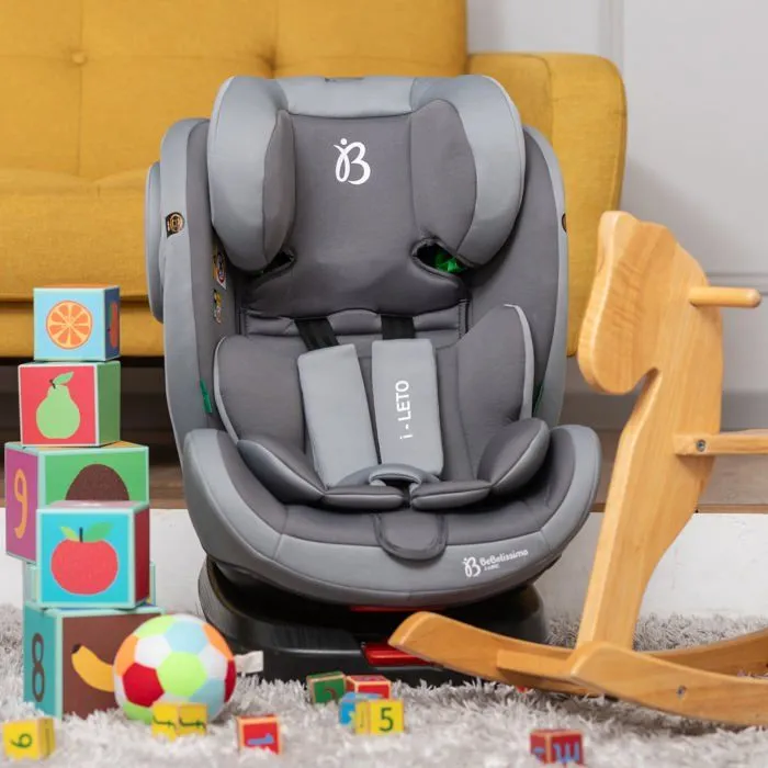 BEBELISSIMO - Siège auto Isofix - pivotant 360 ° - 40-150cm - 0-36kg - i-size - Leto - gris - protections latérales-4