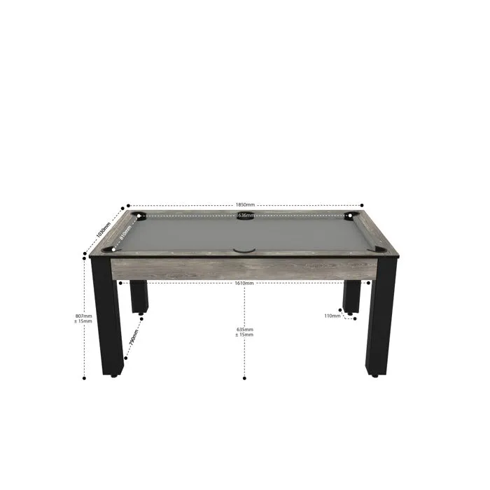 Billard Floride convertible en table à manger - 6 personnes - Coloris industriel tapis gris-1