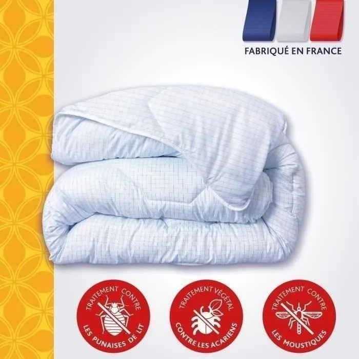 DODO Couette tempérée 300gr/m² 240x260 cm - Protection anti punaise, anti acarien - Blanc - Fabriqué en France-1