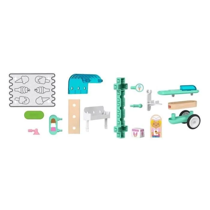Set de Construction - Fisher-Price - Chariot de Glaces - 15 pièces - Bois et tissu - Pour enfants 3 ans+-1