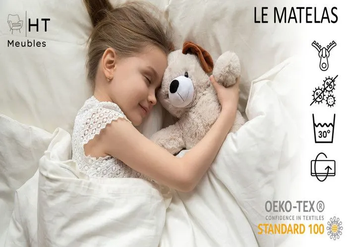 Lit enfant fille LOU avec balustrade et matelas inclus - Fée rose - 140 cm x 70 cm-3