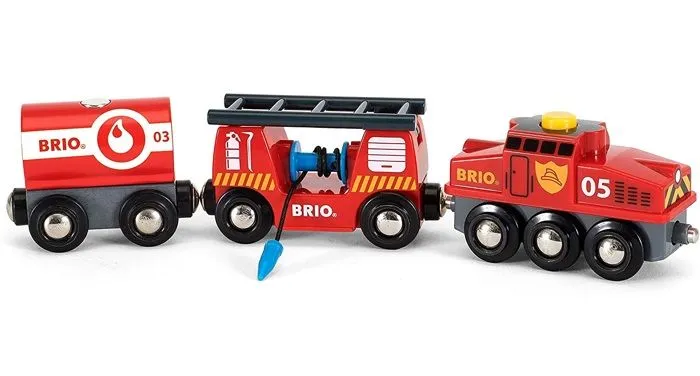 Train des Pompiers BRIO - Circuit de train en bois - Ravensburger - Mixte dès 3 ans - 33844-1