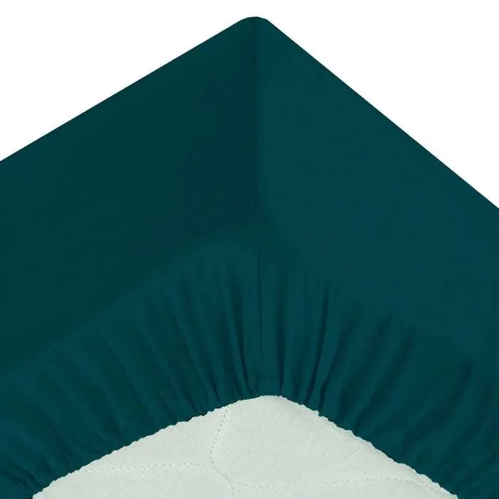 Drap-housse - percale - bleu - 90x190 cm - Bleu égéen - Atmosphera createur d'interieur-2