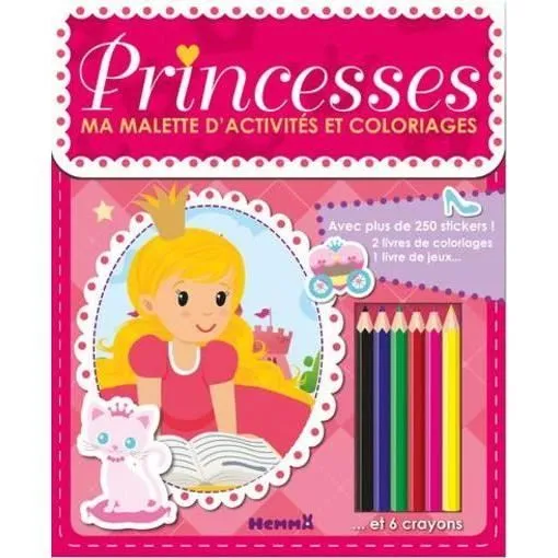 Livre d'activités et coloriages - Princesses - Ma mallette d'activités - Rose - 3 ans - Diverses couleurs-0