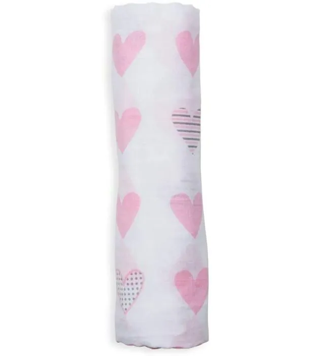 Lulujo - Lange mousseline - Coeurs roses - ELEMENTS FOR KIDS-0