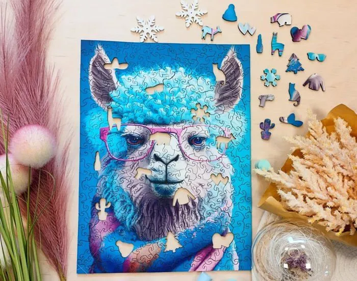 Puzzle en bois pour Enfants - Série Cold is cool - Le froid, c'est cool - Chic alpaga - 27,5 x 37cm - 316 Éléments - Milliwood-1