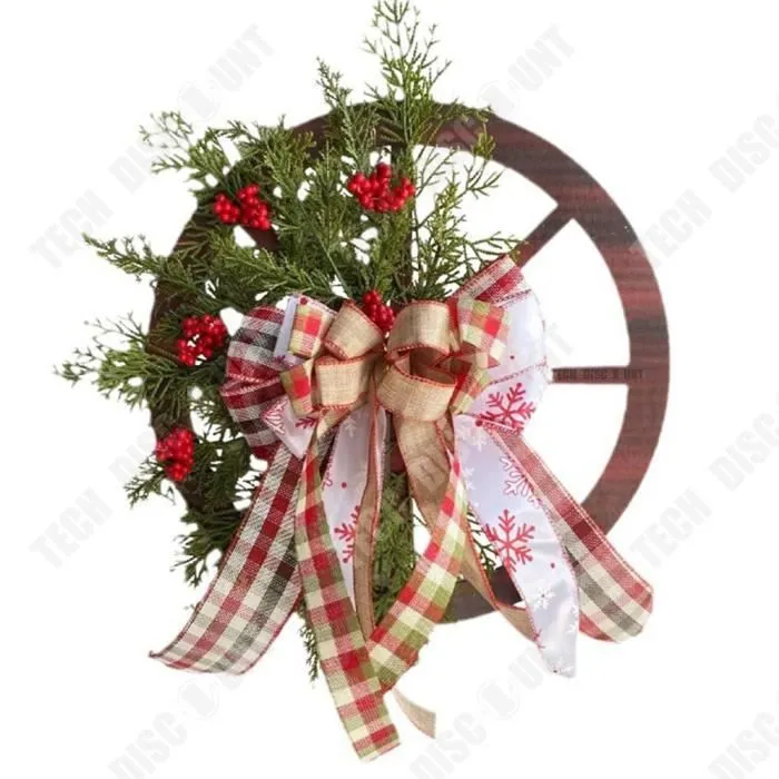 TD® Décoration de noël porte suspendue guirlande de roues en bois guirlande de pomme de pin de noël porte créative suspendue-0