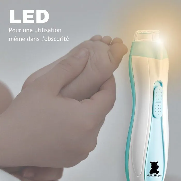 Hello Hippo - Lime à Ongles Électrique Bébé | Sécurité et Hygiène Dès la Naissance | 4 Vitesses & 6 Têtes de Limage-4