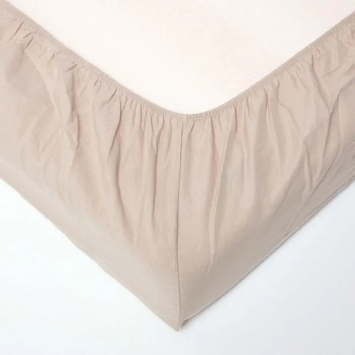 Draps housse - Non spécifié - Lot de 2 - Lin lavé et coton - 70 x 140 cm - Beige-3