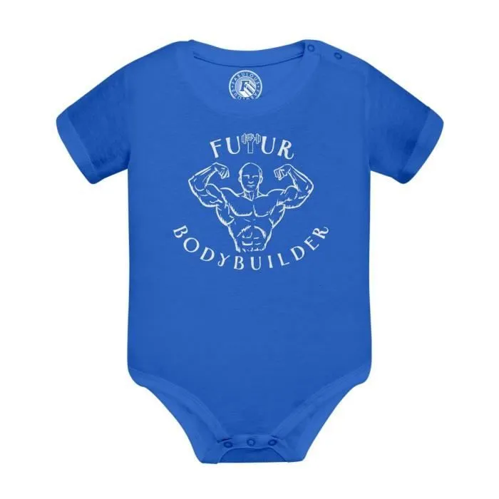 Body Bébé Manche Courte Bleu Futur Bodybuilder Sport Muscle Salle-0