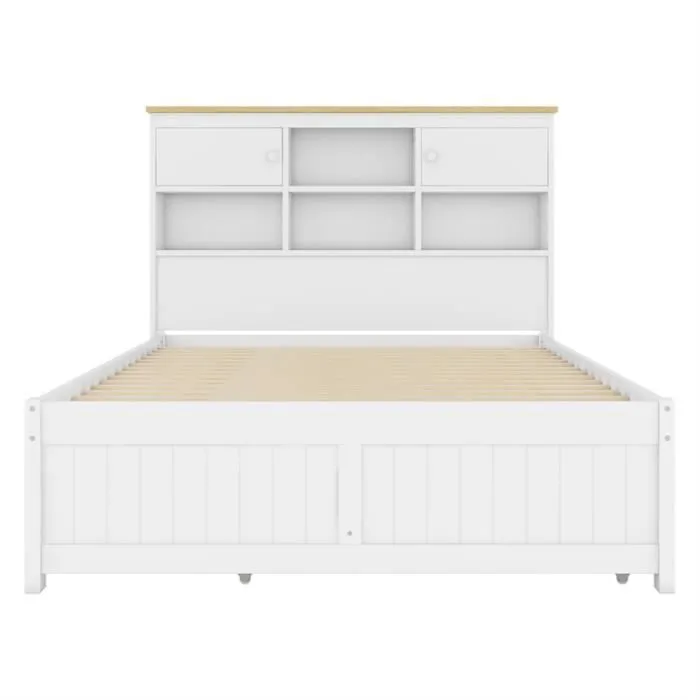 Lit gigogne - DREAMMESPACE - 140x200cm + 90x190cm - 3 tiroirs - Bois de pin - Blanc-2