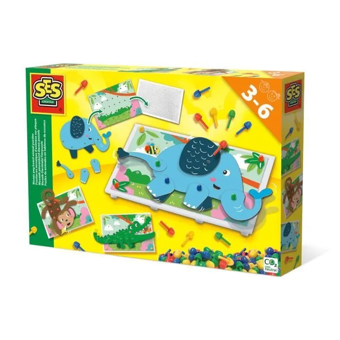 Puzzle Mosaïque Animaux - SES Creative - 14890S - 100 pièces - Multicolore - 3 ans et plus-0