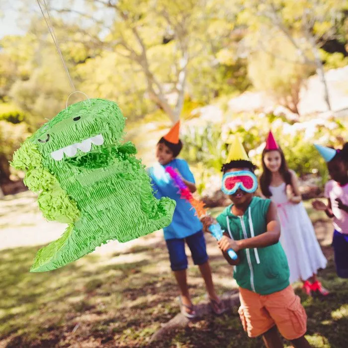 Relaxdays Pinata dinosaure, à suspendre, pour enfants, anniversaire, à remplir, décoration, vert-4