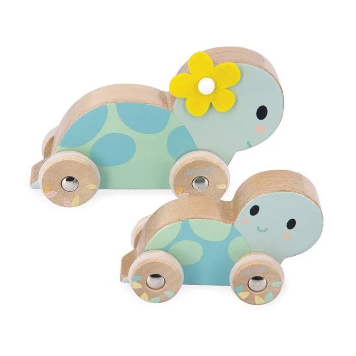 Set de 2 Tortues en Bois - Jouet d'éveil à rouler - jouet éducatif -Dès 1 an-1