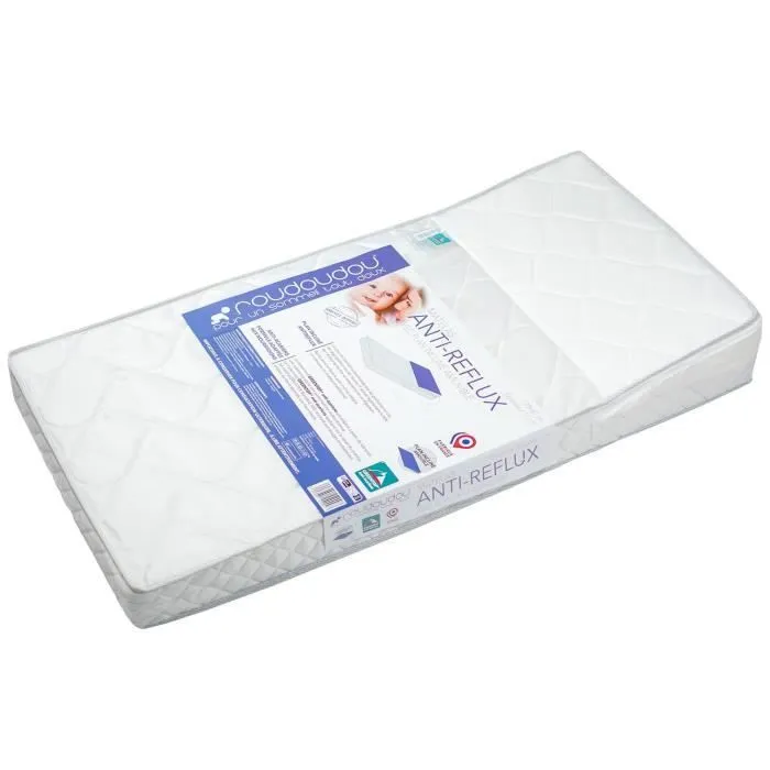 Matelas bébé Anti-Reflux avec Plan Incliné amovible Made in France Blanc 70x140 cm-3