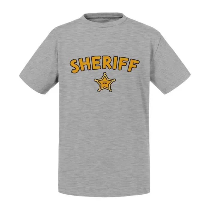 T-shirt Enfant Gris Sheriff Etoile Police Far West BD-0