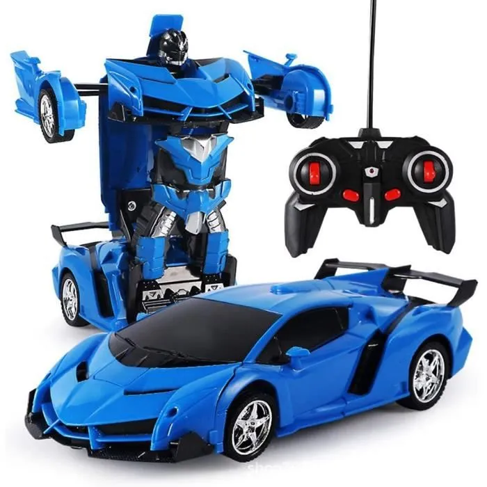 Voiture électrique - Voiture télécommandée 2 en 1 RC voiture conduite - Bleu - Pour enfants de 6 ans et plus-0