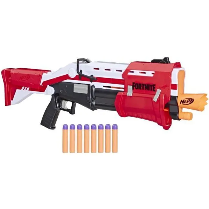 NERF - Blaster Fortnite TS à pompe avec 8 fléchettes Nerf Mega officielles-0