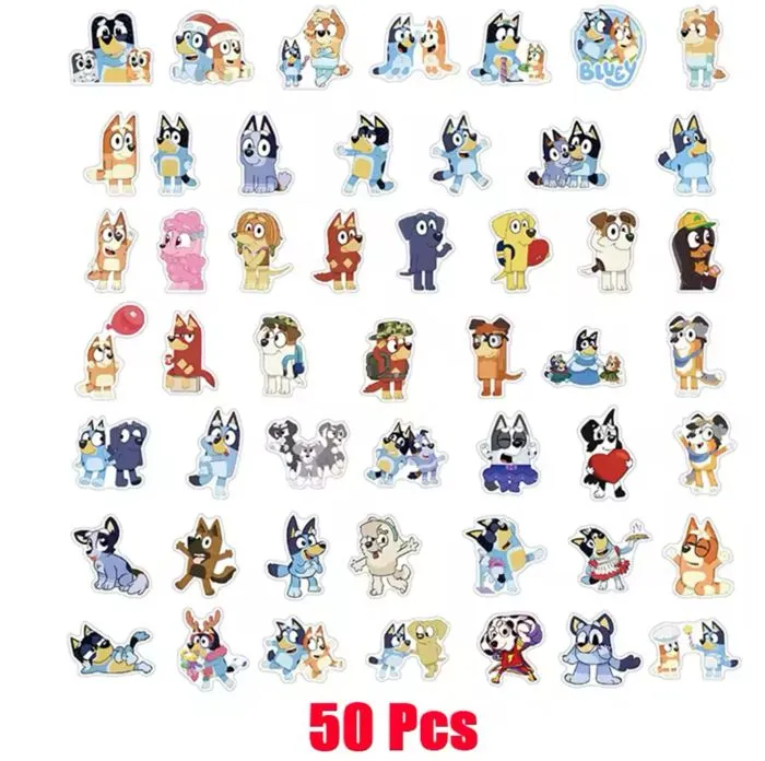 autocollant BINGO bluey animal bleu orange dessin animé enfant jeu loisir créatif stickers waterproof-3