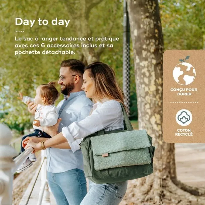 Babymoov Sac (à langer) Day to Day - Tendance et Fonctionnel, Capacité 23L, Nombreuses poches, 6 Accessoires inclus, Abstract-1