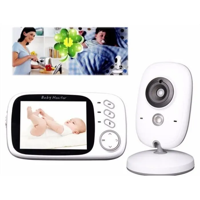 Baby Monitor-Vidéo Sans Fil Multifonctions -Conexion jusqu'à 256m Moniteur 3.2" LCD - Contrôle température - Vision nocturne-0