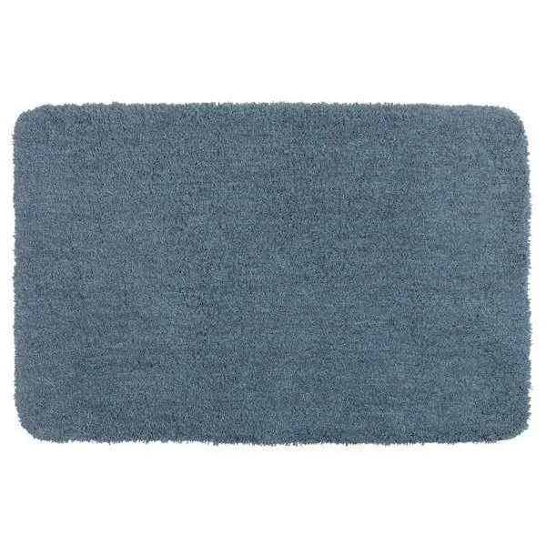 WENKO Tapis de bain Mélange, tapis salle de bain, 30 mm d'épaisseur, polyester microfibre, 55x65 cm, bleu marine