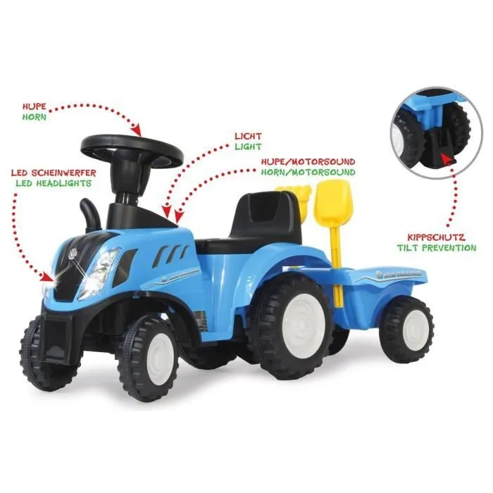 Tracteur New Holland T7 avec remorque, pelle et râteau pour enfant - Jamara Kids-0