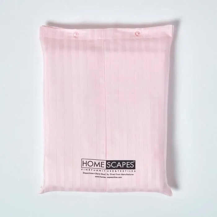 Parure de lit - Homescapes - Rose - 100% coton égyptien 330 fils - Motif rayé - Lavable en machine-3