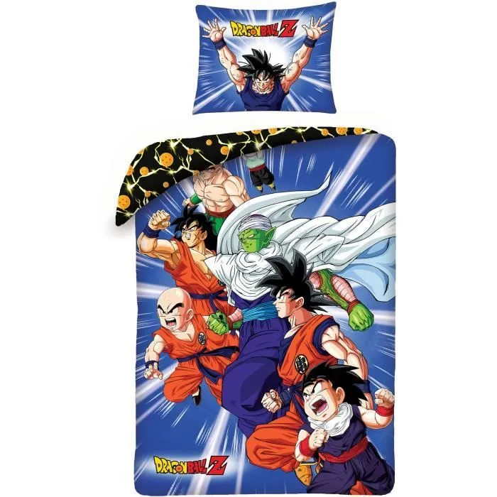 Parure de lit - Goku - Dragon Ball Z - 140x200 cm - 100% coton - Réversible-0