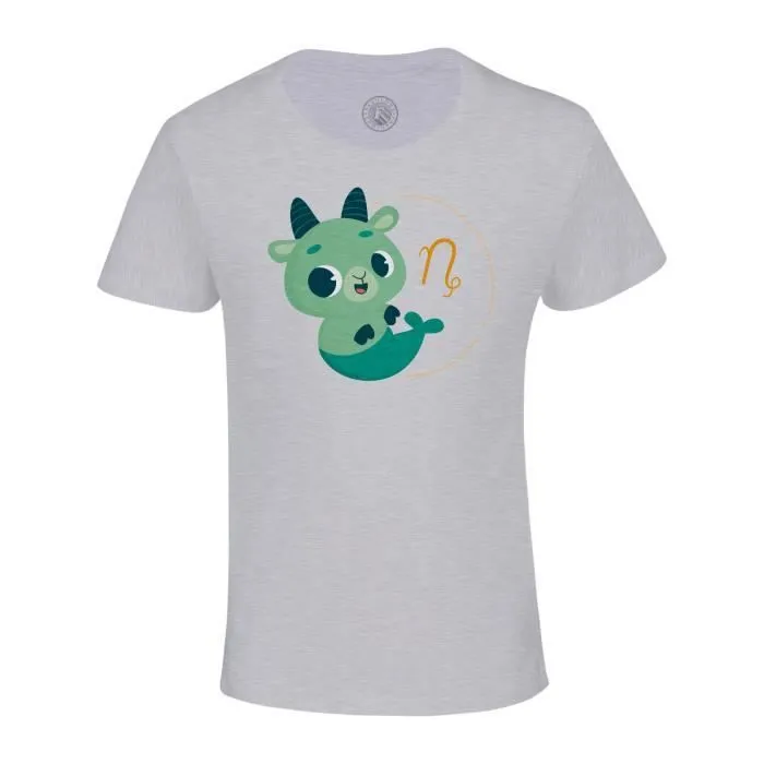 T-shirt Enfant Gris Capricorne Signe astrologie Zodiaque Dessin Symbole Illustration-0
