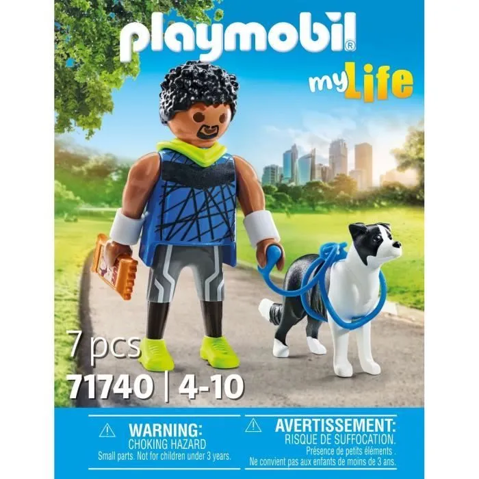 PLAYMOBIL 71740 Homme sportif avec Border Collie, My Life, 7 pièces, Dès 4 ans-4