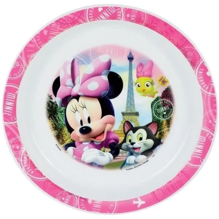 Lot Vaisselle Disney Minnie - FUN HOUSE - 006377 - Verre, Assiette Creuse, Assiette Plate, Gourde, Boîte Goûter et Couverts-1