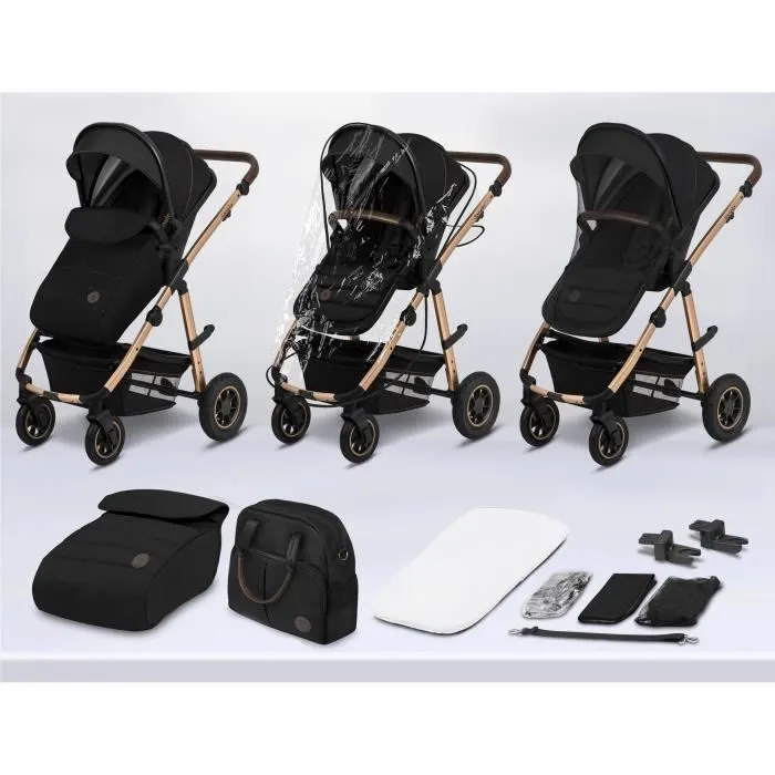 Poussette bébé LIONELO Amber 2 en 1 - Jusqu'à 22Kg - Pack poussette, nacelle, sac et accessoires - Noir-1