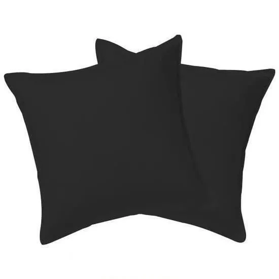 Taie d'oreiller 65x65cm - NOIR 100% coton-0