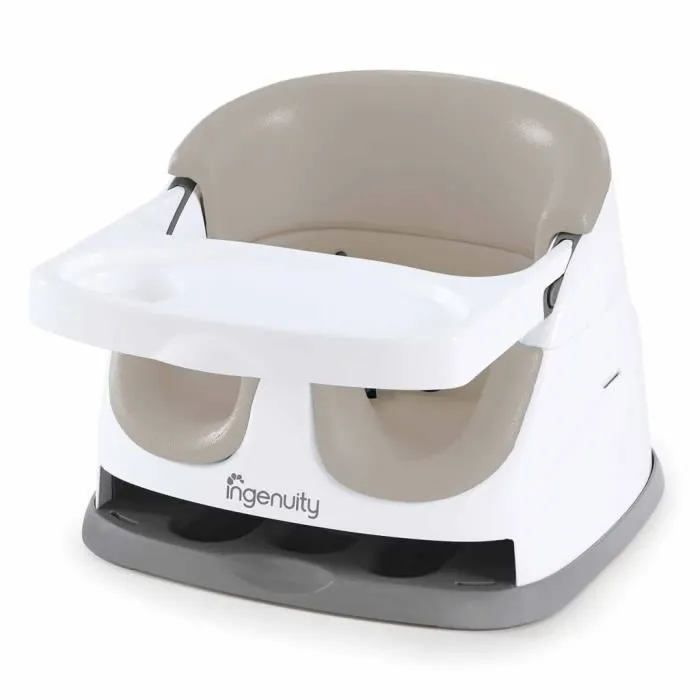 INGENUITY Réhausseur de chaise bébé enfant de 6 mois à 3 ans, Base 2 en 1 Cashemire, plateau amovible, rangement et nettoyage facile-0