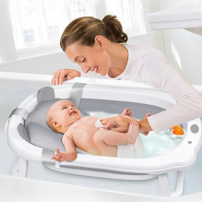LILIIN Baignoire pour Bébé 82 ×50×20cm Plastique PP Stable Avec Coussin de Baignoire pour Bébé, Anthracite-3