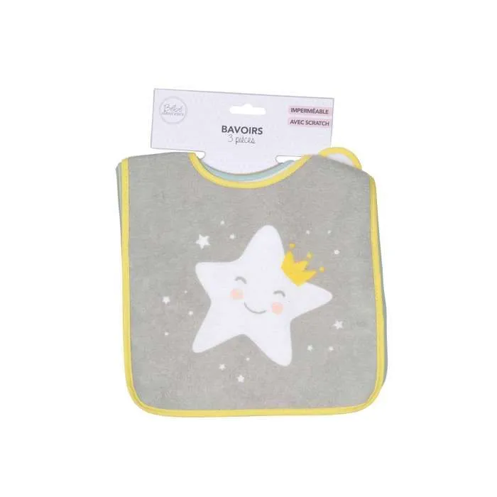 Bébé Douceur - Lot de 3 bavoirs avec scratch-1