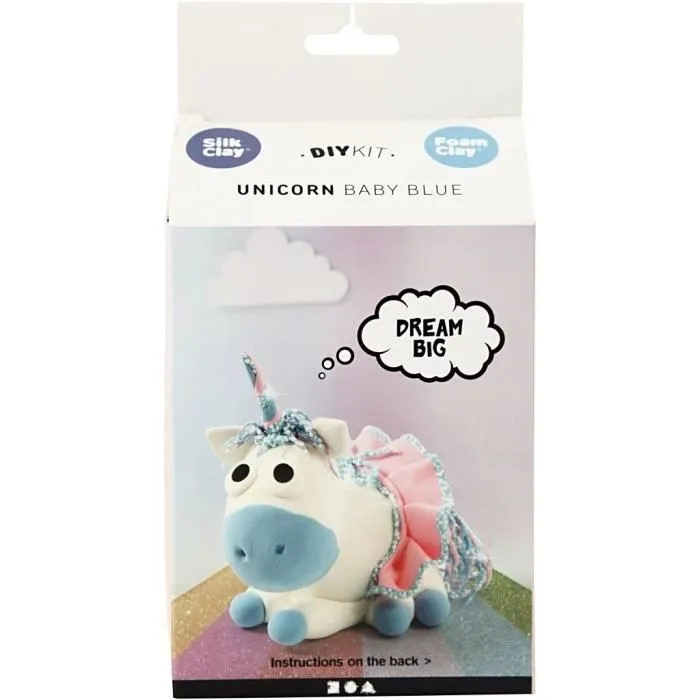 Kit de modelage - SILK CLAY - FUNNY FRIENDS LICORNE BLEU - Pâte à paillettes - Styromousse-3
